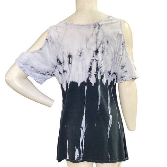 Urban X Short Sleeve Open Shoulder Tie Dye Cotton Tunic Tee Top M #146D - Picture 4 of 6